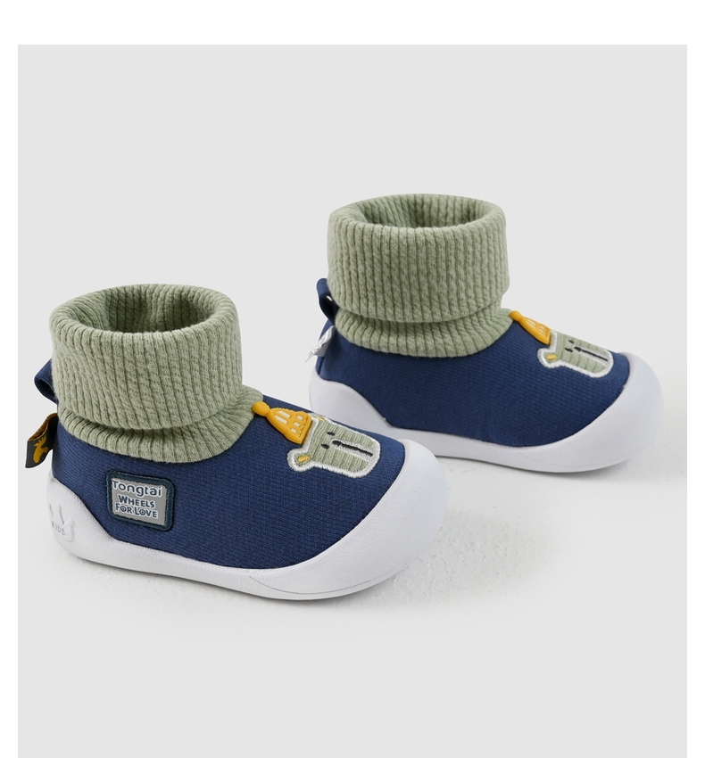 童泰婴童鞋新生儿6个月-2岁男女宝宝休闲轻便高弹袜筒学步鞋 藏青 135