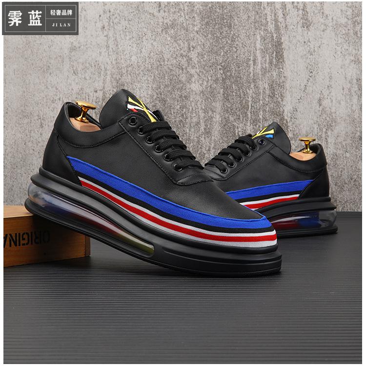霁蓝高端品牌休闲鞋男士夏季新款轻奢中青年男鞋气垫底增高鞋子男潮