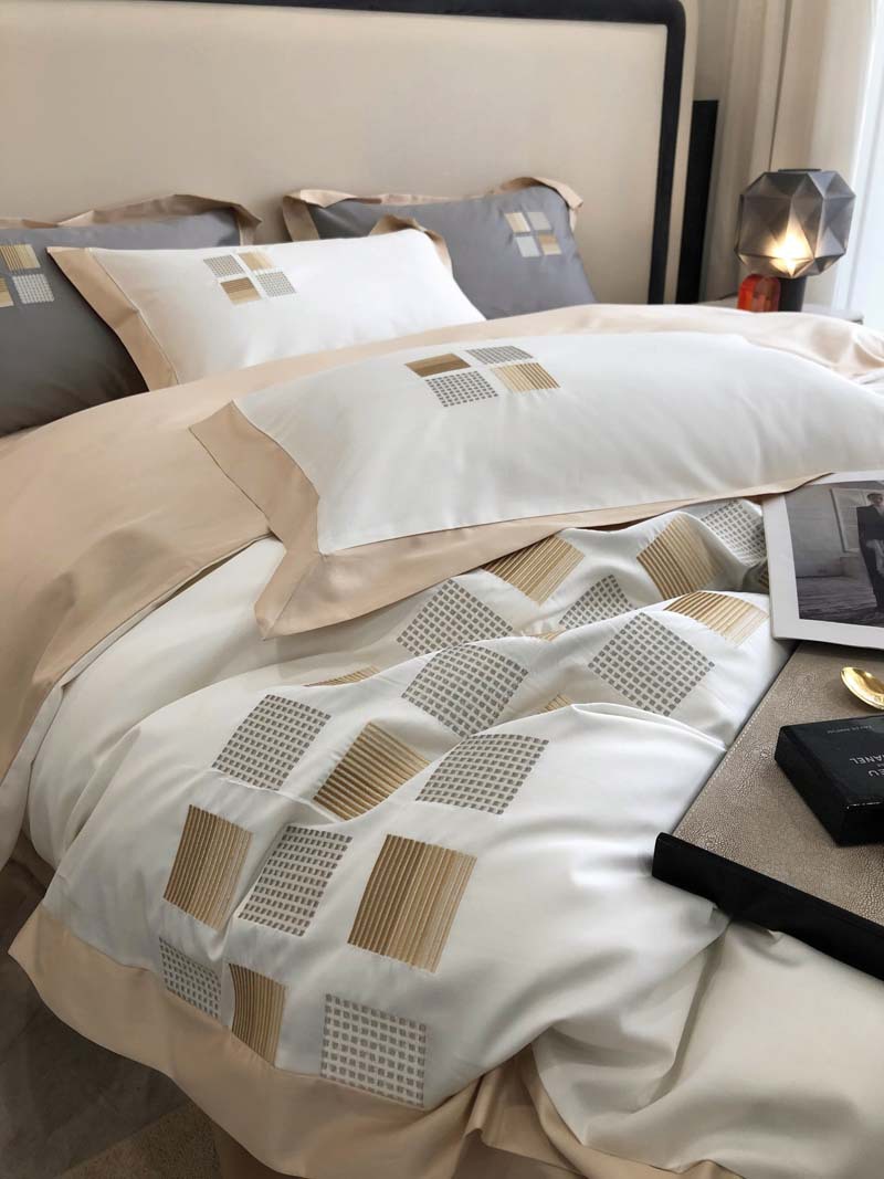 矢向南通浪琴家用纺织品享久a类现代风140支长绒棉棉四件套简约刺绣