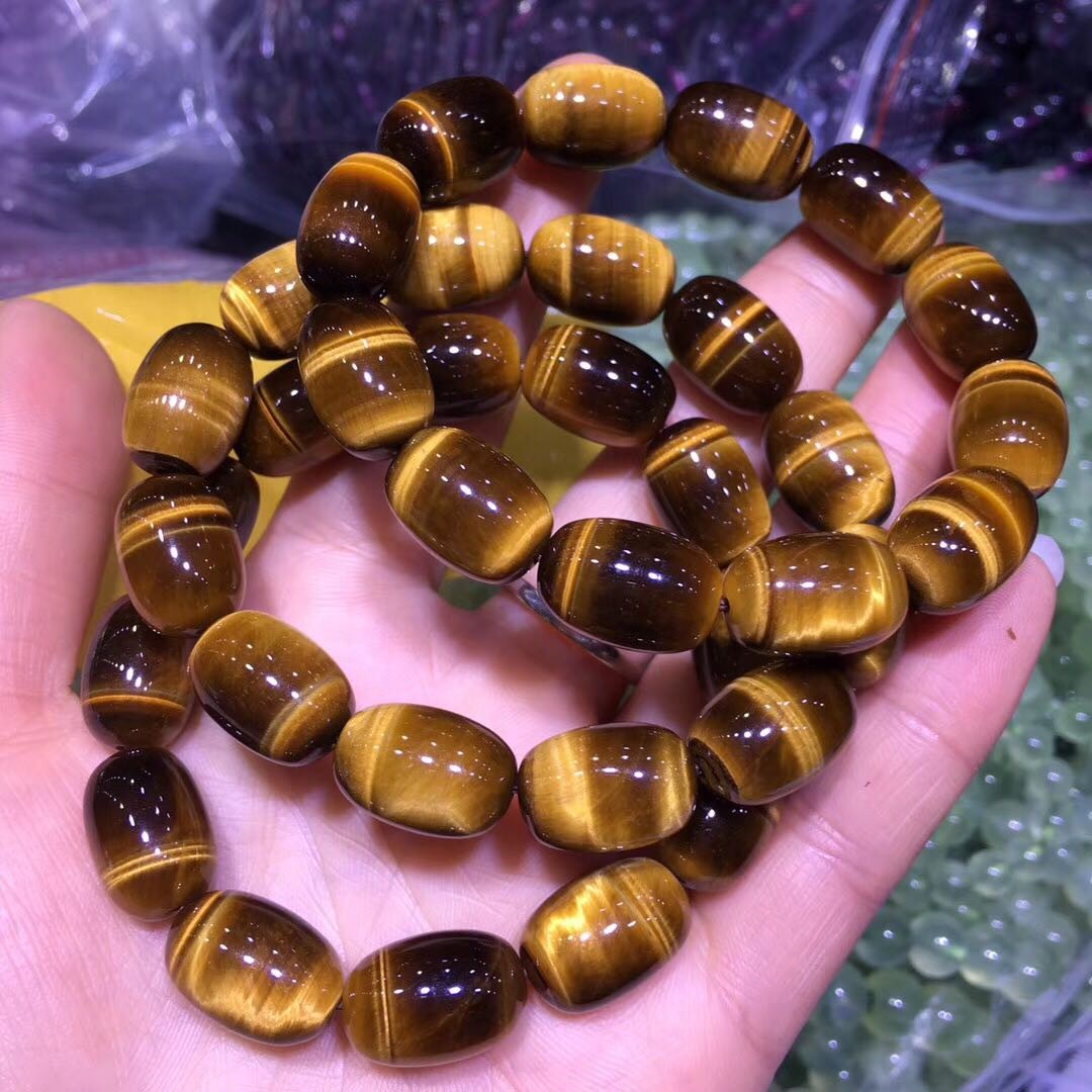 顶盈7a天然黄虎眼石手链虎睛石男女款单圈手串猫水晶生日礼物配证12