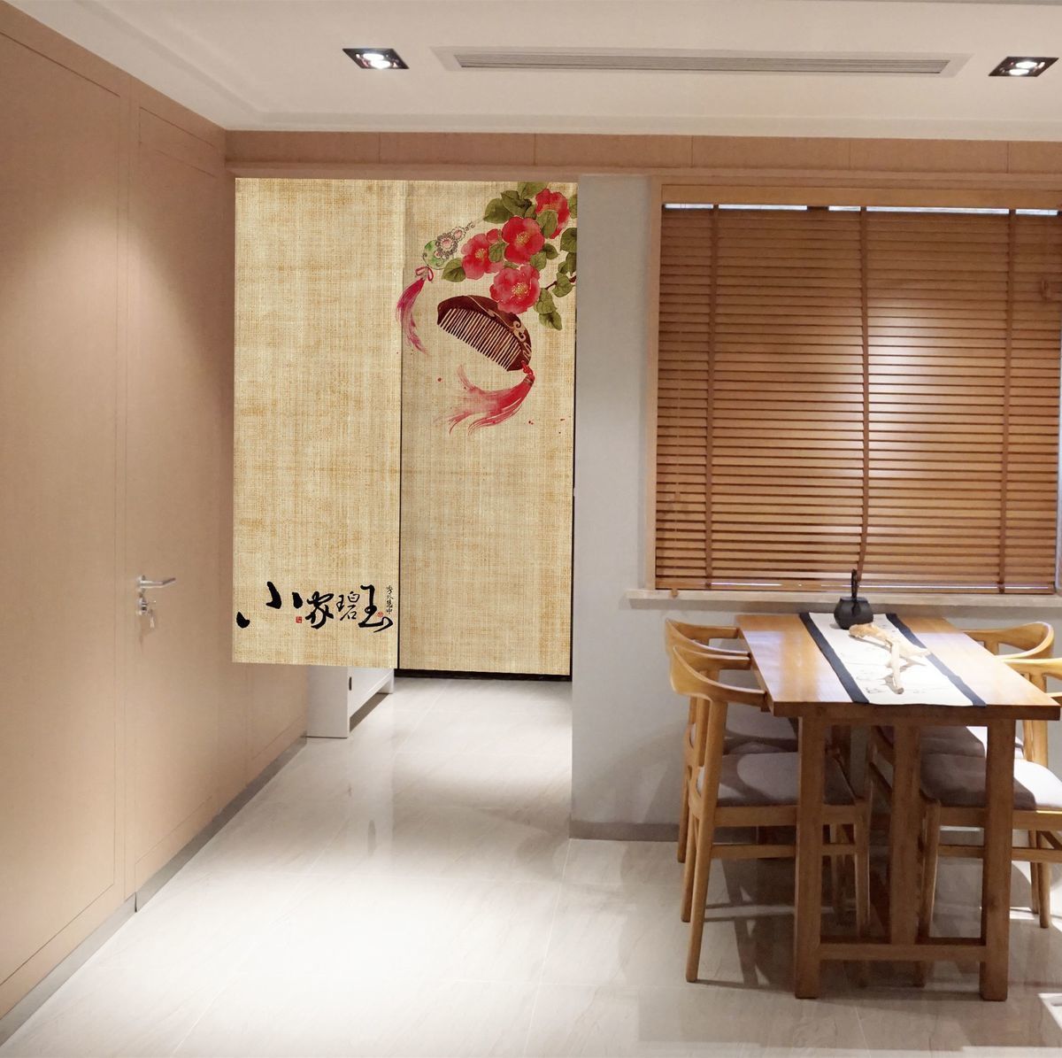 中式门帘子中国风复古禅意布帘客厅玄关隔断帘免打孔卧室厕所挂帘款式