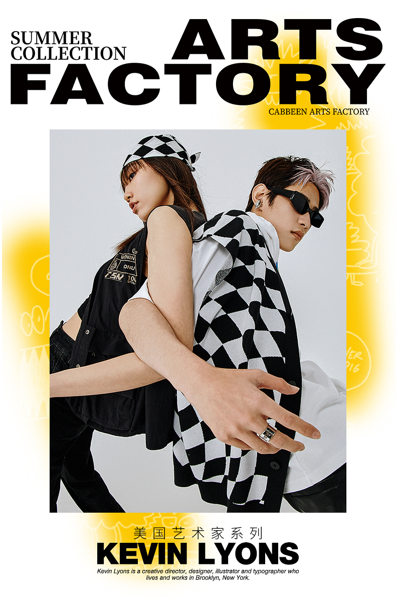美国艺术家kevinlyons联名卡宾圆领t恤2021春夏渐变扎染印花h衣多穿天