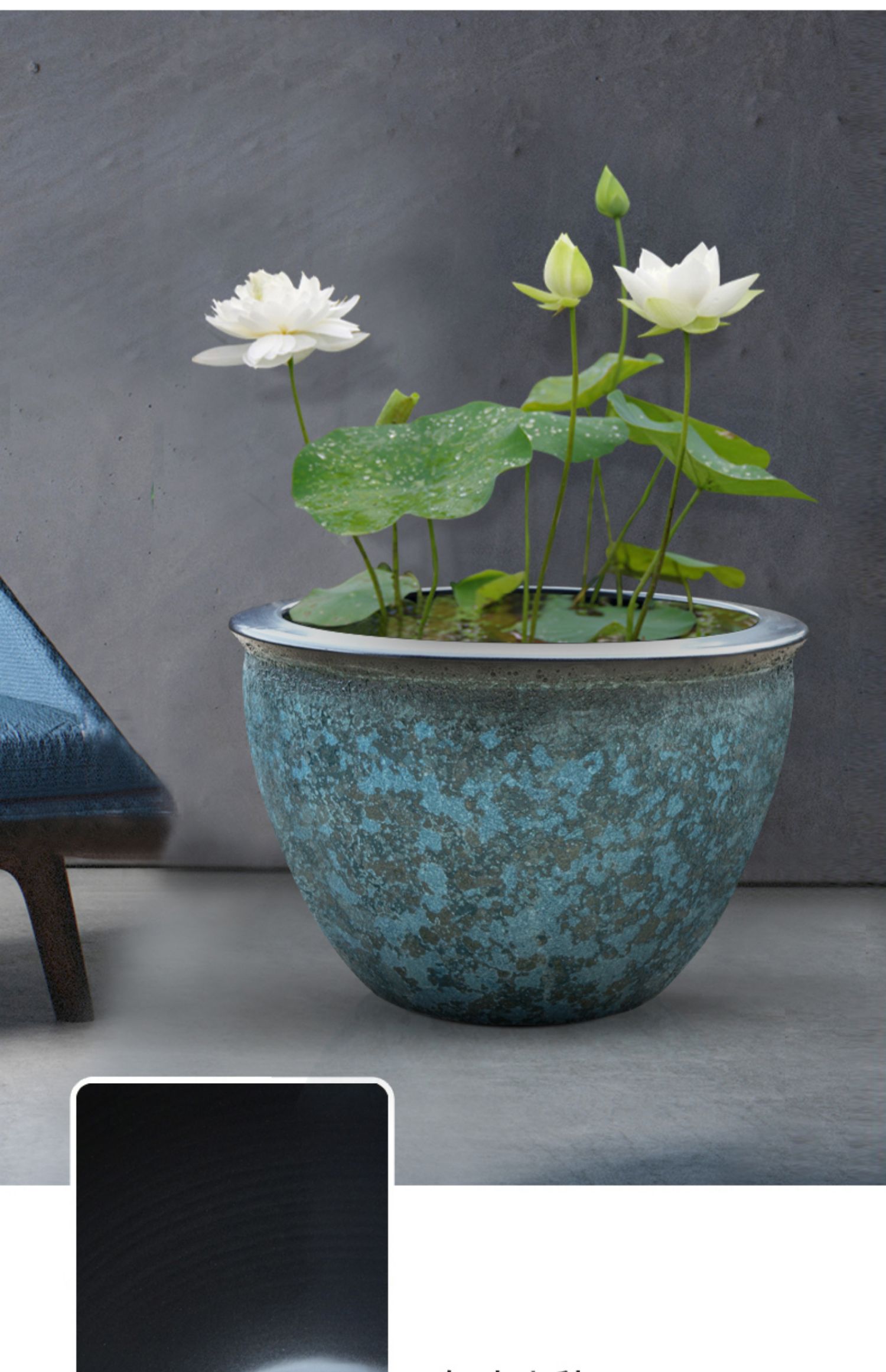 养睡莲碗莲荷花盆缸特大号水缸陶瓷大花盆室外种树花盆圆平口泡泡釉