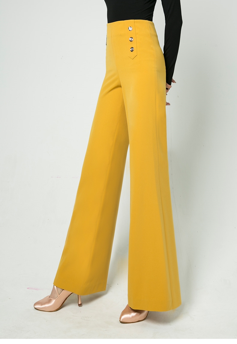 女式拉丁舞舞裤跳舞摩登舞裤子新款女高腰拉丁舞裤国标舞练功阔腿长裤