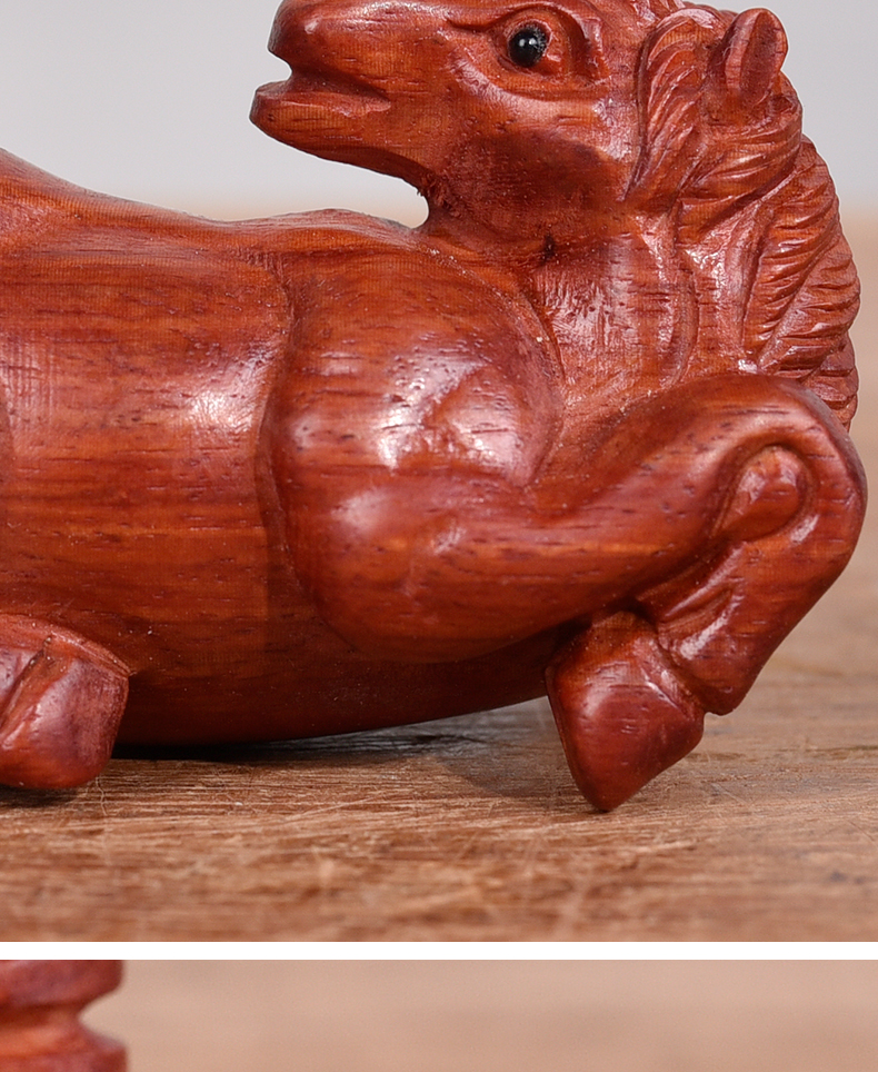 唐砖花梨木雕十二生肖马木雕手把件挂件实木文玩红木工艺品整木精雕