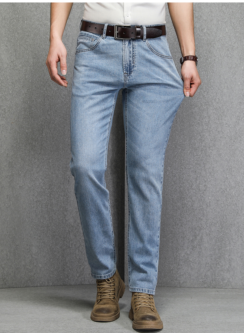 皮尔卡丹pierre cardin牛仔裤男潮流中腰时尚弹力宽松直筒百搭休闲风