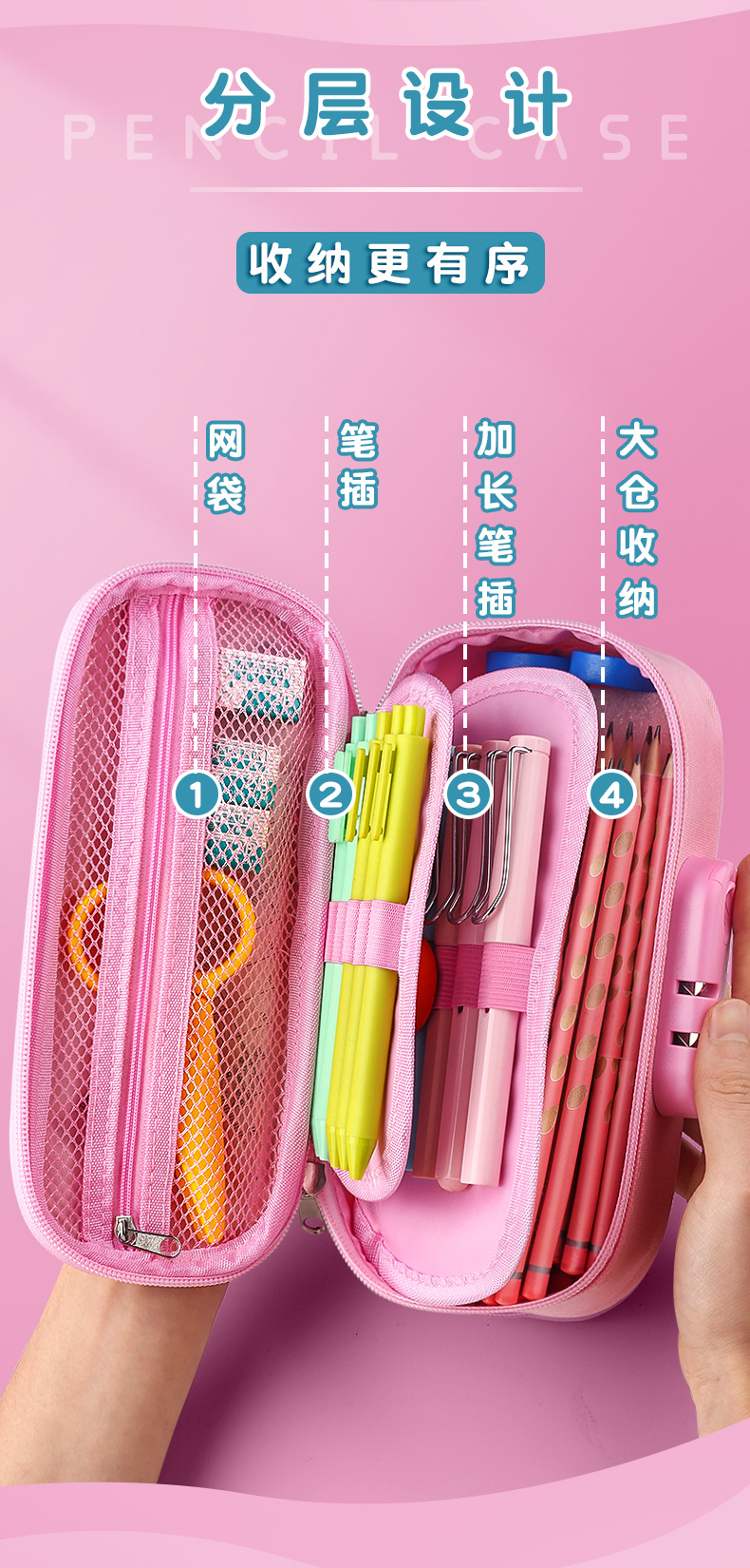 双层eva密码锁笔袋小学生卡通铅笔袋手提式密码文具袋 双层密码锁
