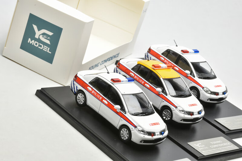 香港警車模型 yc model 1:43 尼桑 05款 日產頤達 警車合金汽車模型