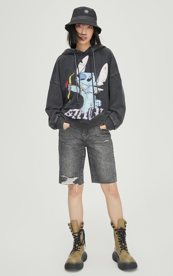 only2021冬季新款迪士尼史迪奇联名款长袖连帽卫衣女12139s047s01黑色