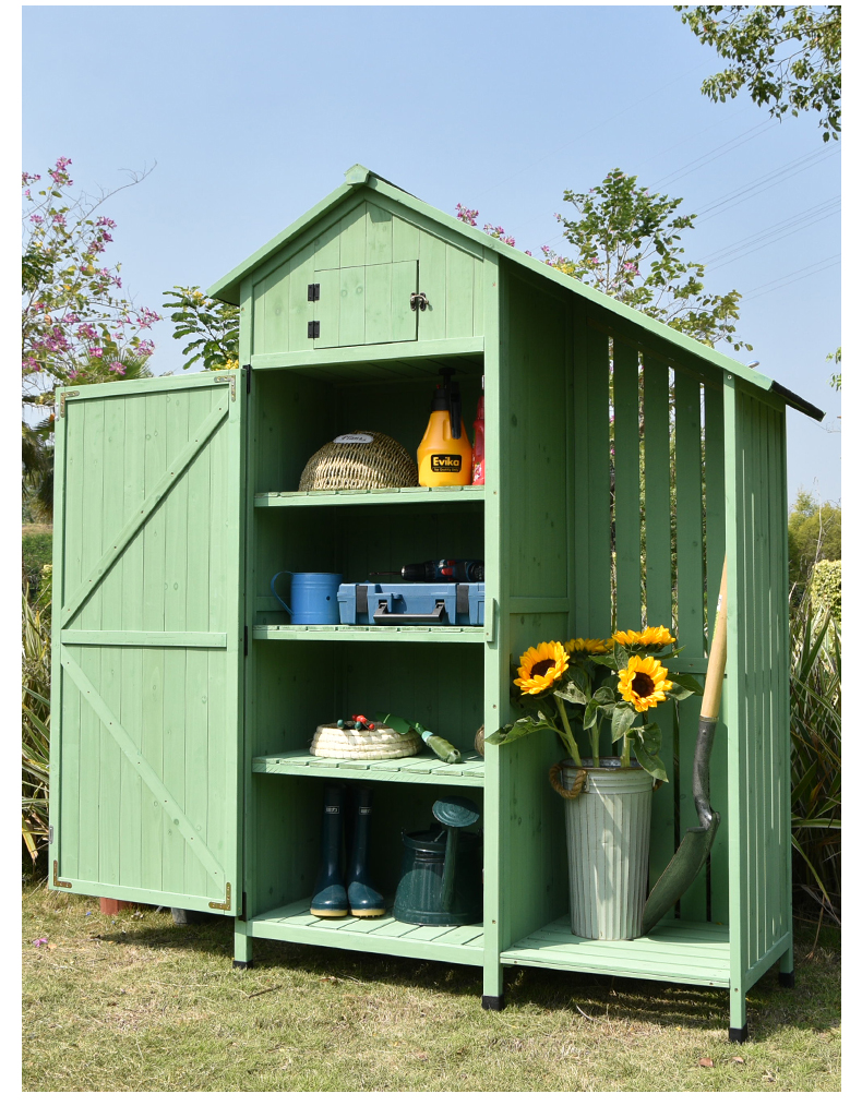 墨绩户外阳台收纳柜工具杂物箱工具房功能柴火房防雨腐实木庭院花园