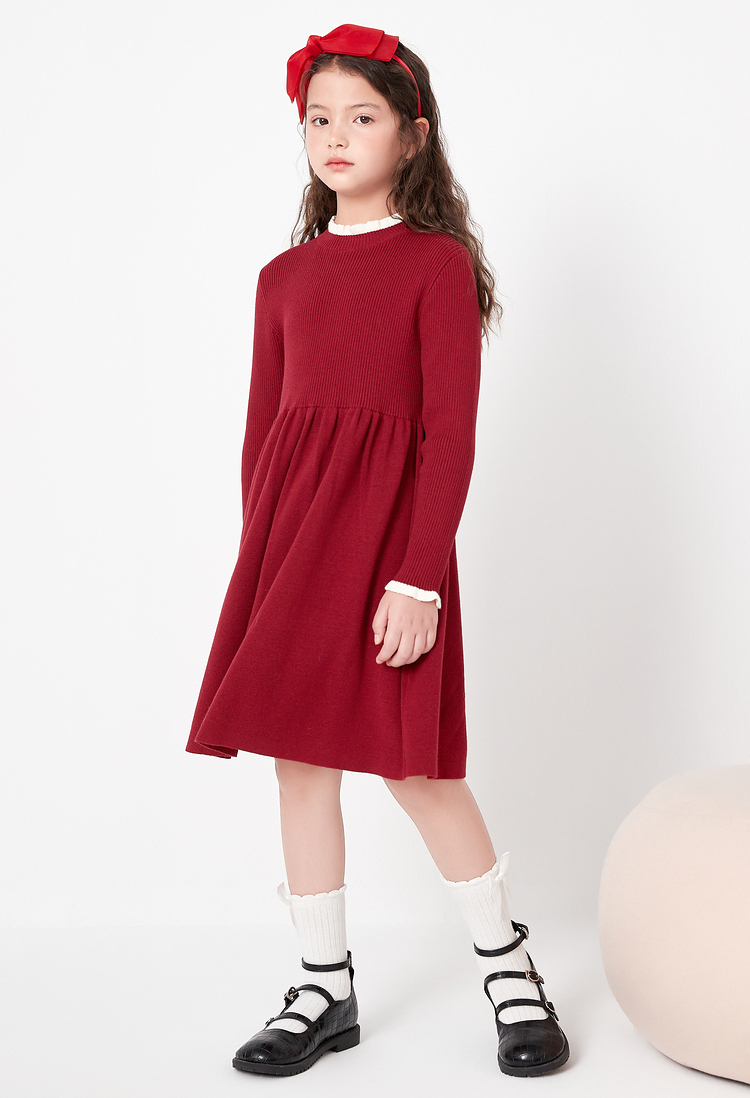 巴拉巴拉女童连衣裙儿童裙子秋冬装童装2021款女大童学院风连衣裙