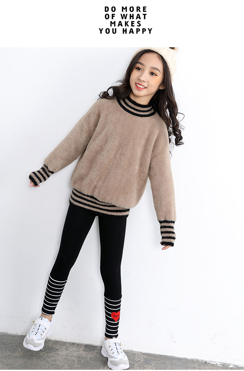 反季女童打底裤加绒加厚2021新款女大童洋气百搭外穿春秋韩版儿童裤子