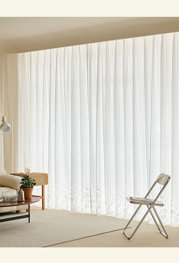 魅谊日式纱薄纱客厅窗帘纱帘白纱免打孔法式阳台纱雪纺窗纱卧室挂钩款