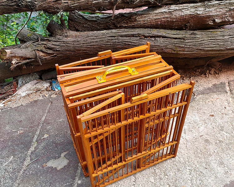 新款大号画眉鸟组装可拆折叠攻笼打架斗鸟笼比赛公笼竹制大号洗澡 胶