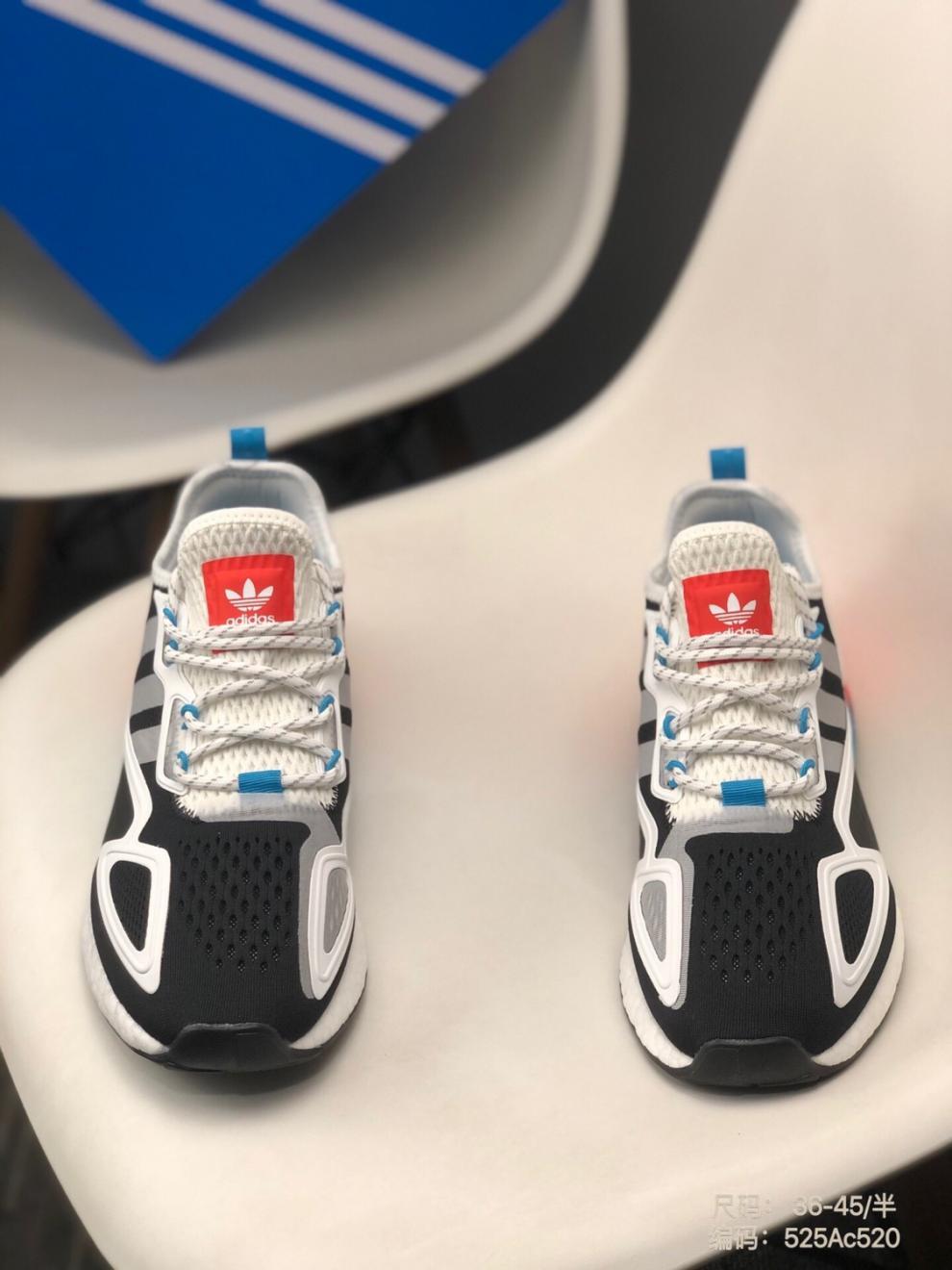 三叶草originalszx2k易烊千玺同款爆缓震运动鞋白绿底43