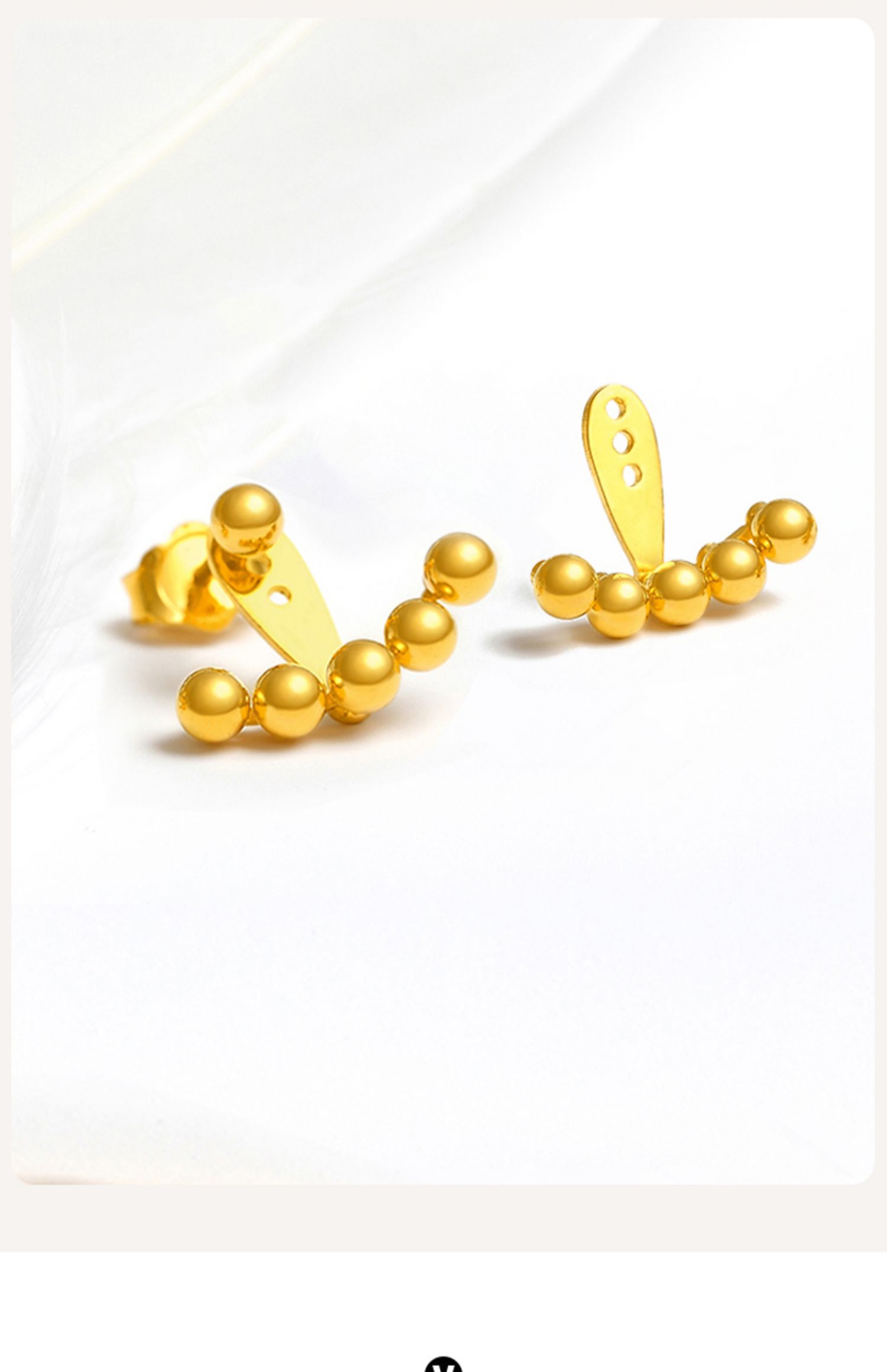 王子文同款足金耳环5g黄金耳钉女小豆豆扇形纯金耳饰2021年新款潮