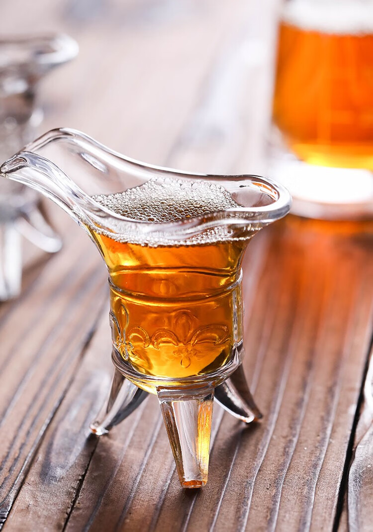 杯创意家用仿古爵杯古代杯烈酒三足杯玻璃白酒杯中式小酒杯小号 花纹