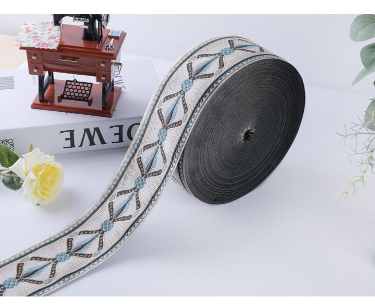 宽8cm窗帘花边辅料提花织带窗帘拼接抱枕装饰桌旗花边腰带8f56f51一卷