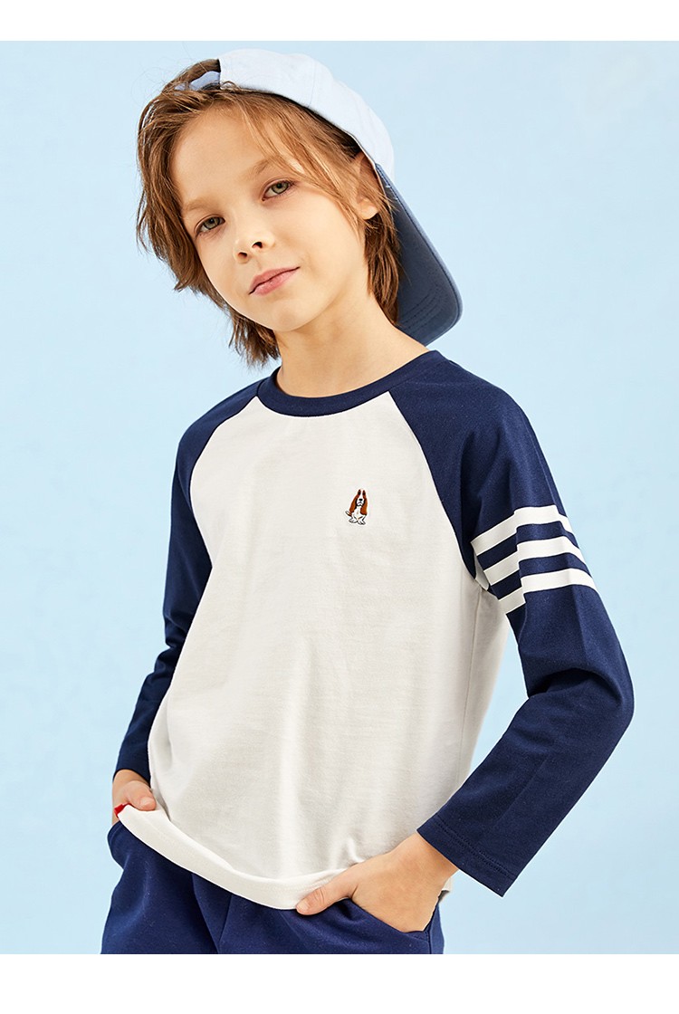 暇步士童装男女童长袖t恤儿童纯棉春秋季2021年新款中大童拼接撞色