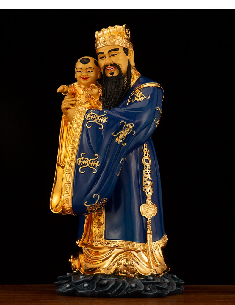 三漫陀纯铜福禄寿三星摆件聚宝盆财神福星禄星寿星公道教供奉家用福