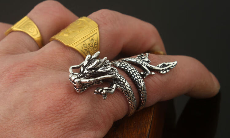 jlmx霸气龙头戒指钛钢时尚潮流饰品生肖龙头民族风复古龙型指环食指戒