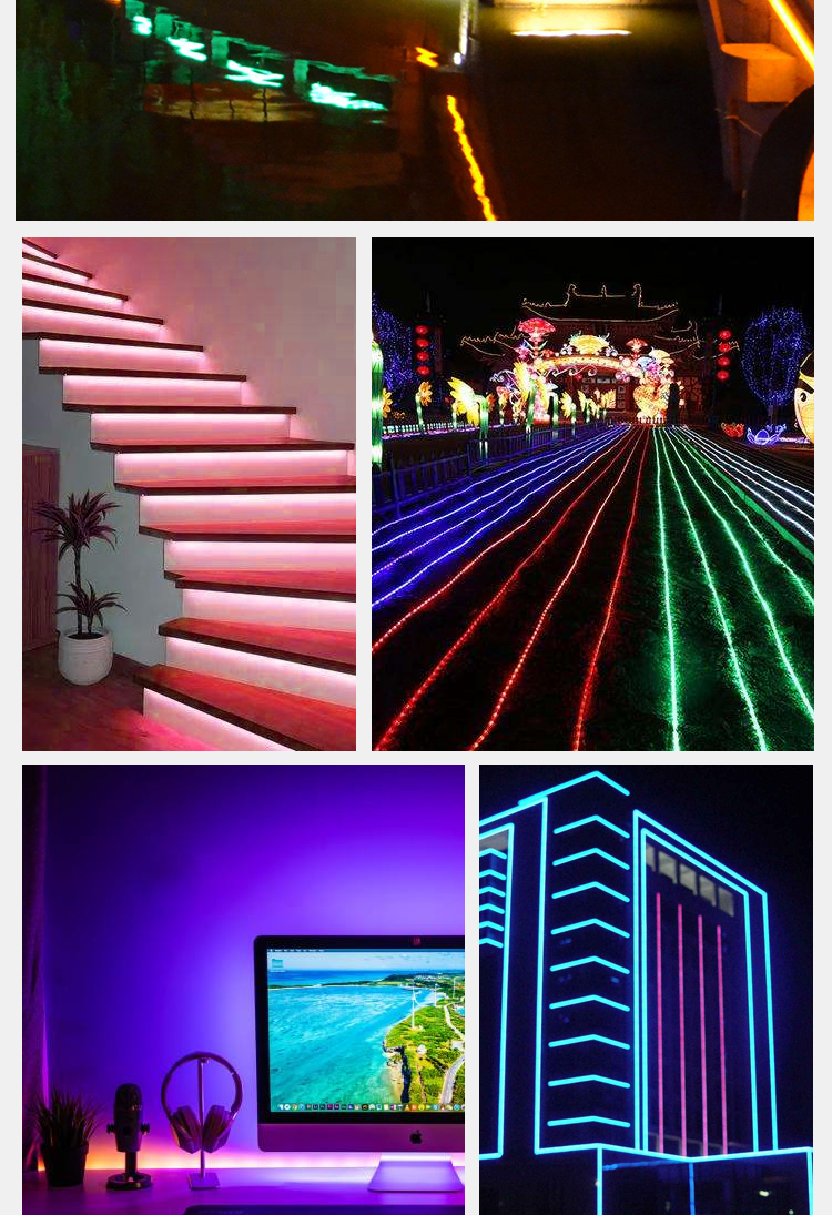 防水led灯带跑马流水七彩整条变色霓虹软灯条广告牌招牌彩色灯线5050