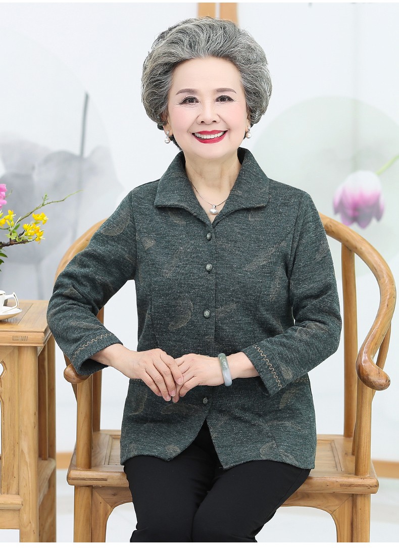 妈妈装春秋上衣70岁80奶奶装老太太外套绿色上衣2xl建议115130斤以内