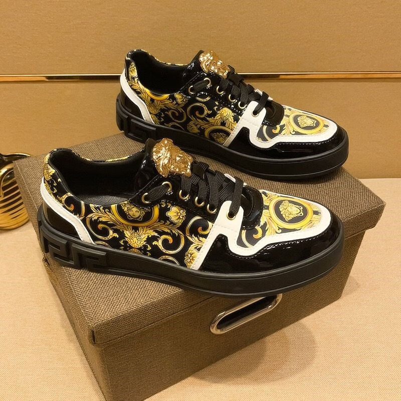 香港潮牌运动男鞋牌美杜莎珍藏鞋子男潮鞋高级质感板鞋 黑色1 38