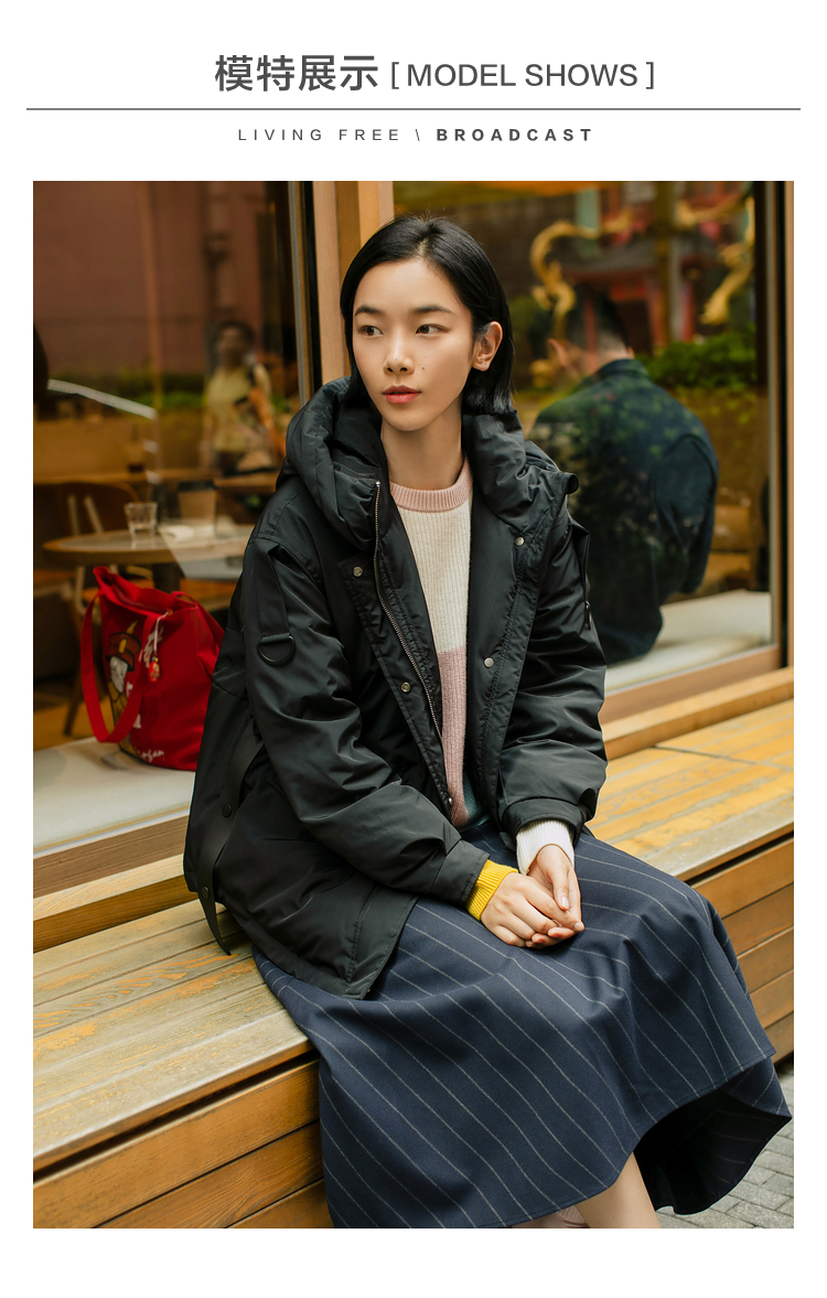 播冬季简约短派克连帽保暖羽绒服女ddn4rd620l10若芽绿s