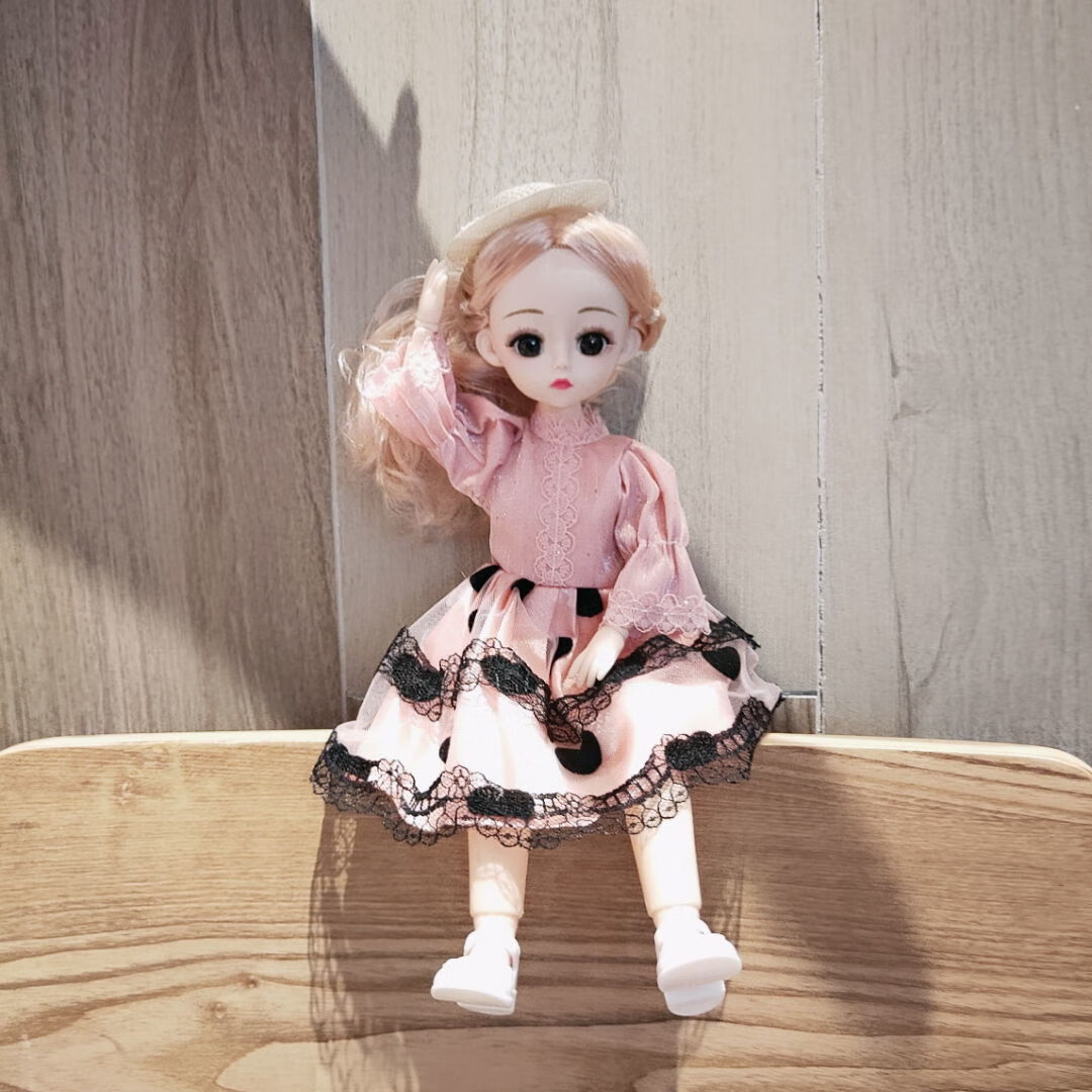 春季30厘米芭比娃娃公主4d真眼bjd娃娃女孩玩具生日礼物 b款娃娃 一套