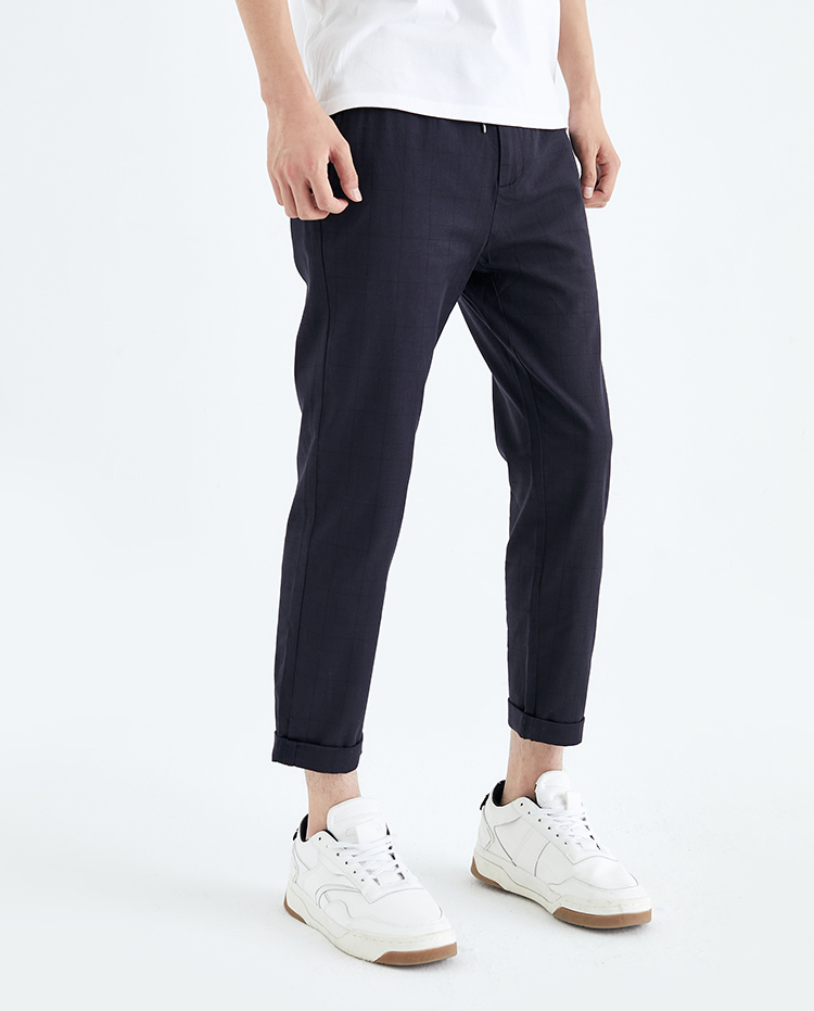 jackjones杰克琼斯秋季商务休闲格纹含棉九分休闲裤男221114103 e38