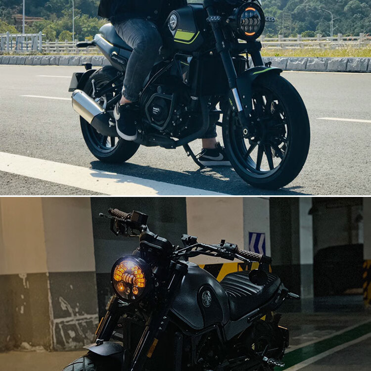 贝纳利幼狮250大灯适用帝国400 502c改装幼狮500/250黄龙300/600圆灯