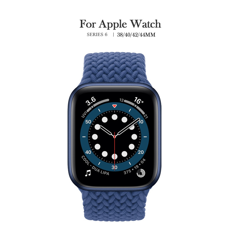 适用iwatch6新款苹果se手表applewatch12345代编织单圈表带弹力尼龙腕