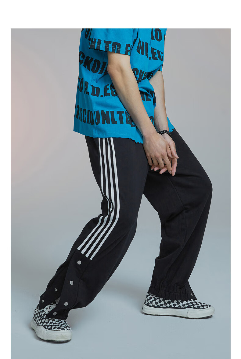 ecko犀牛休闲裤男潮牌2021夏季新款侧边脚口排扣宽松运动长裤 花灰色