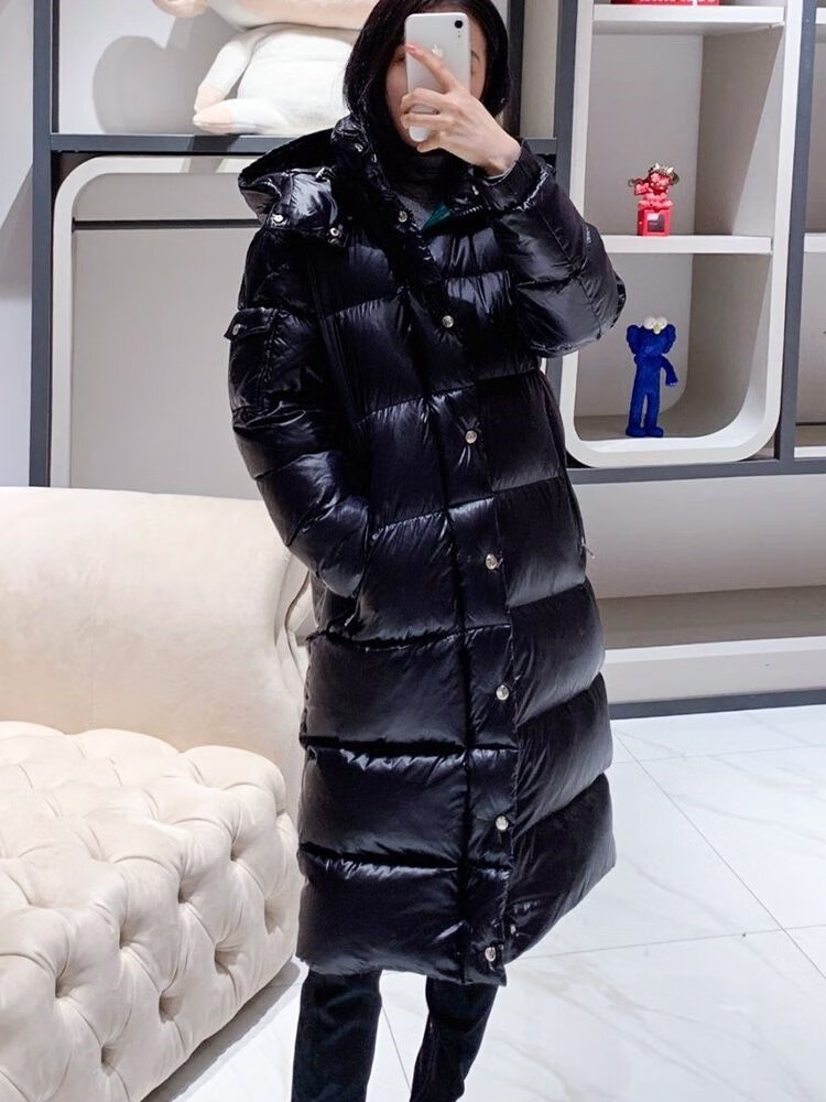 情侣款法国蒙口玛雅经典中长款拼色羽绒服进口欧标白鹅绒前卫时尚白