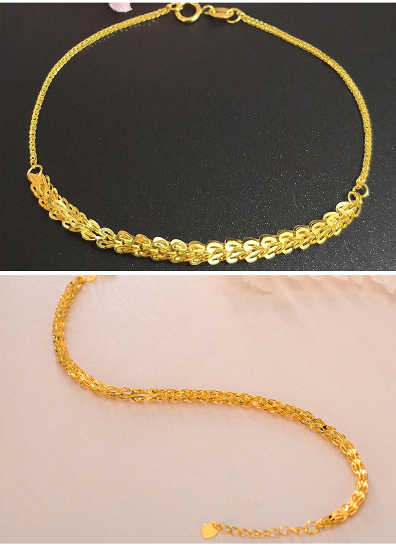 硕邦珠宝18k黄金全凤尾手链彩金玫瑰金魅力凤尾手链au750肖邦手饰可