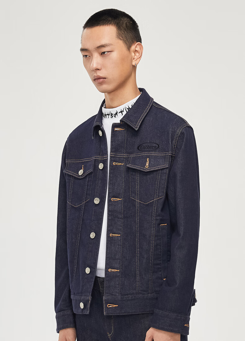 商场同款卡宾男装深蓝牛仔夹克男青年男士外套上衣衣服外套潮流撞色工