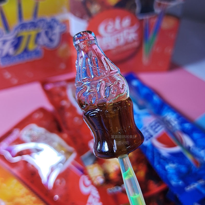 创意可乐荧光棒棒糖网红夜光棒儿童糖果休闲零食品小糖水果糖 蓝色