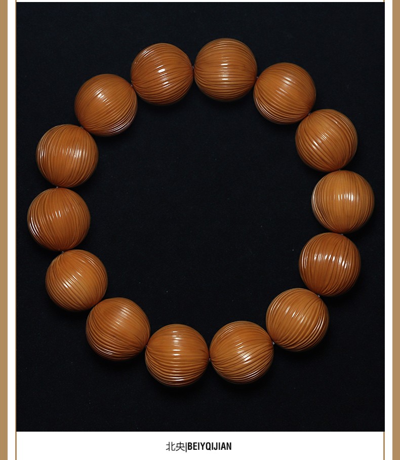 拉丝猴头手串手工雕刻文玩精品核桃光珠老型盘玩佛珠手串绕指柔13mm
