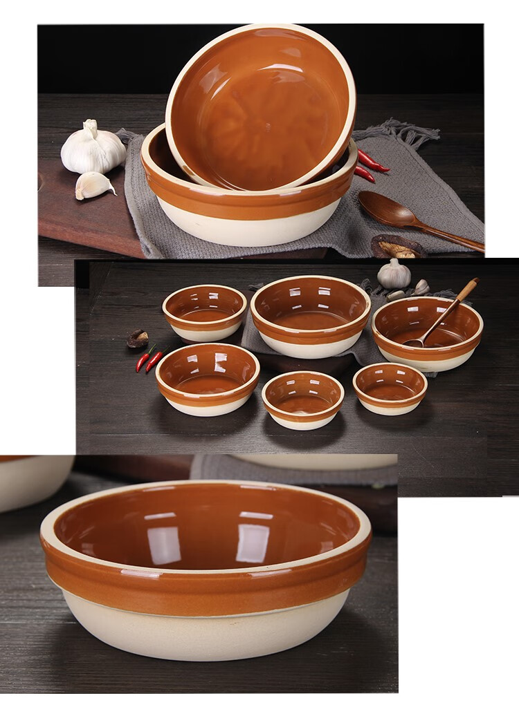 驰诺 浏阳蒸菜碗湘菜碗蒸饭碗土陶蒸笼饭碗饭店专用钵仔碗陶瓷饭钵蒸