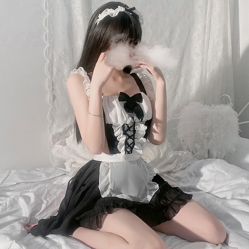 丝袜器女仆制服套装纯欲小胸情绪睡衣服尤物 女仆套装 蕾丝铃铛颈环