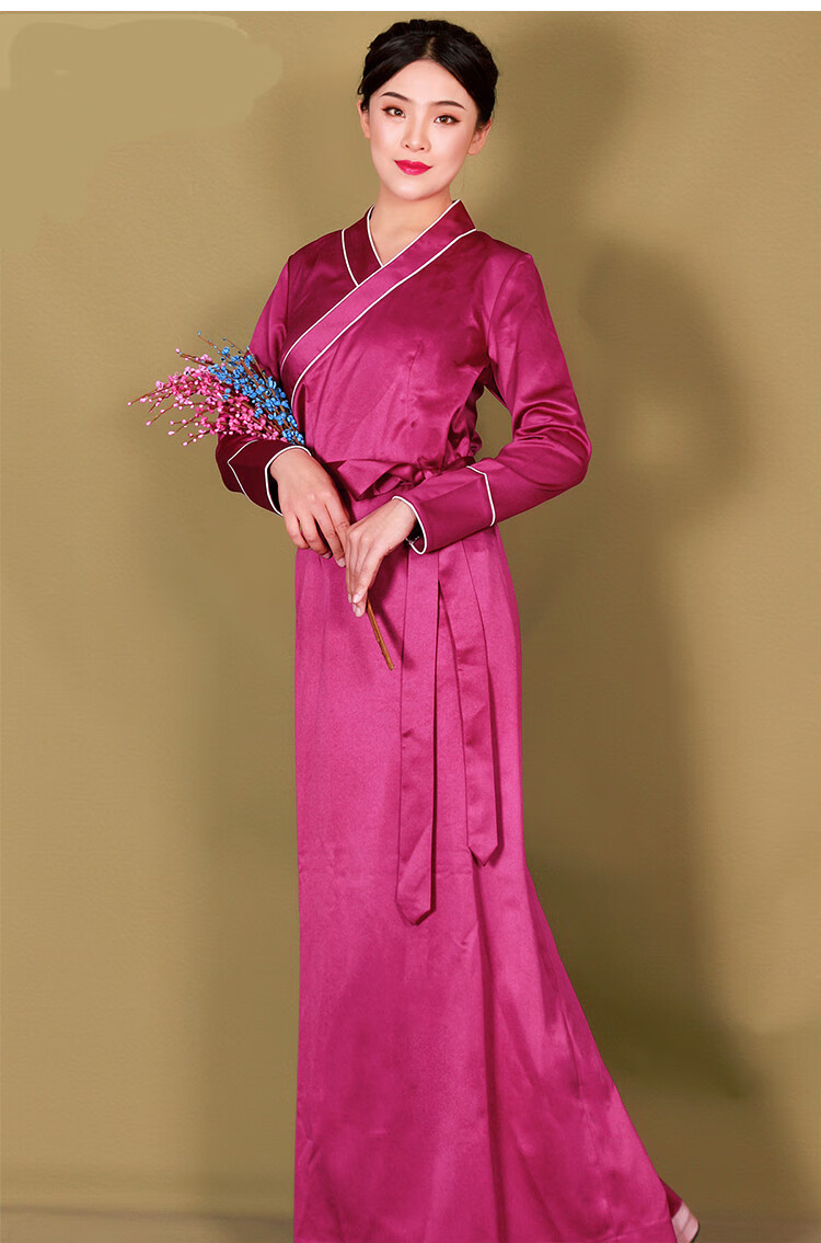 藏服女装纤沫藏装女夏季拼边博拉西藏民族风拉萨服装藏服藏袍女式安多