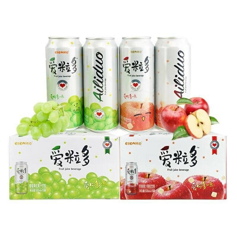 依仑爱粒多500ml真果粒果味饮料整箱网红高颜值果汁易拉罐肉嘟嘟黄桃