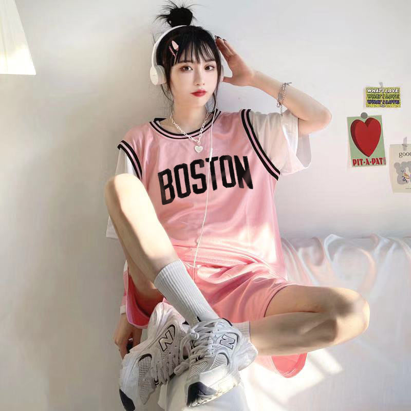 单件套装可定制女生休闲运动套装宽松篮球服比赛团队班服女黑三件套可