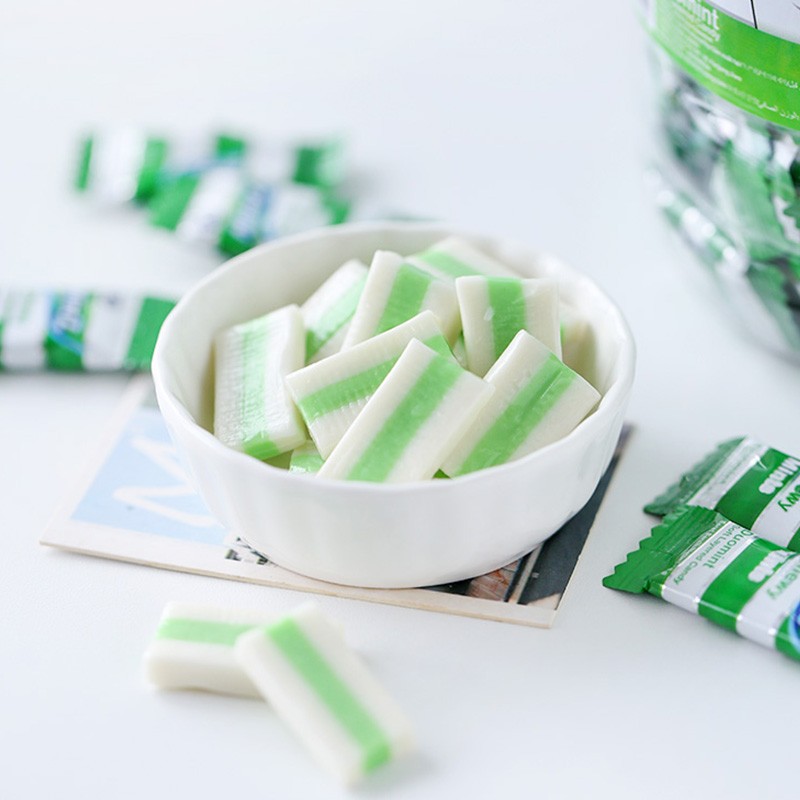 印尼进口mintz明茨薄荷软糖老式清凉糖果桶装软薄型荷糖mintz薄荷味