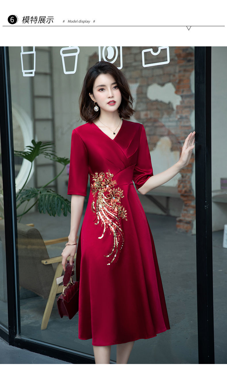 喜婆婆婚宴时尚礼服夏天旗袍2022年新款高端轻奢敬酒服喜婆婆服装结婚