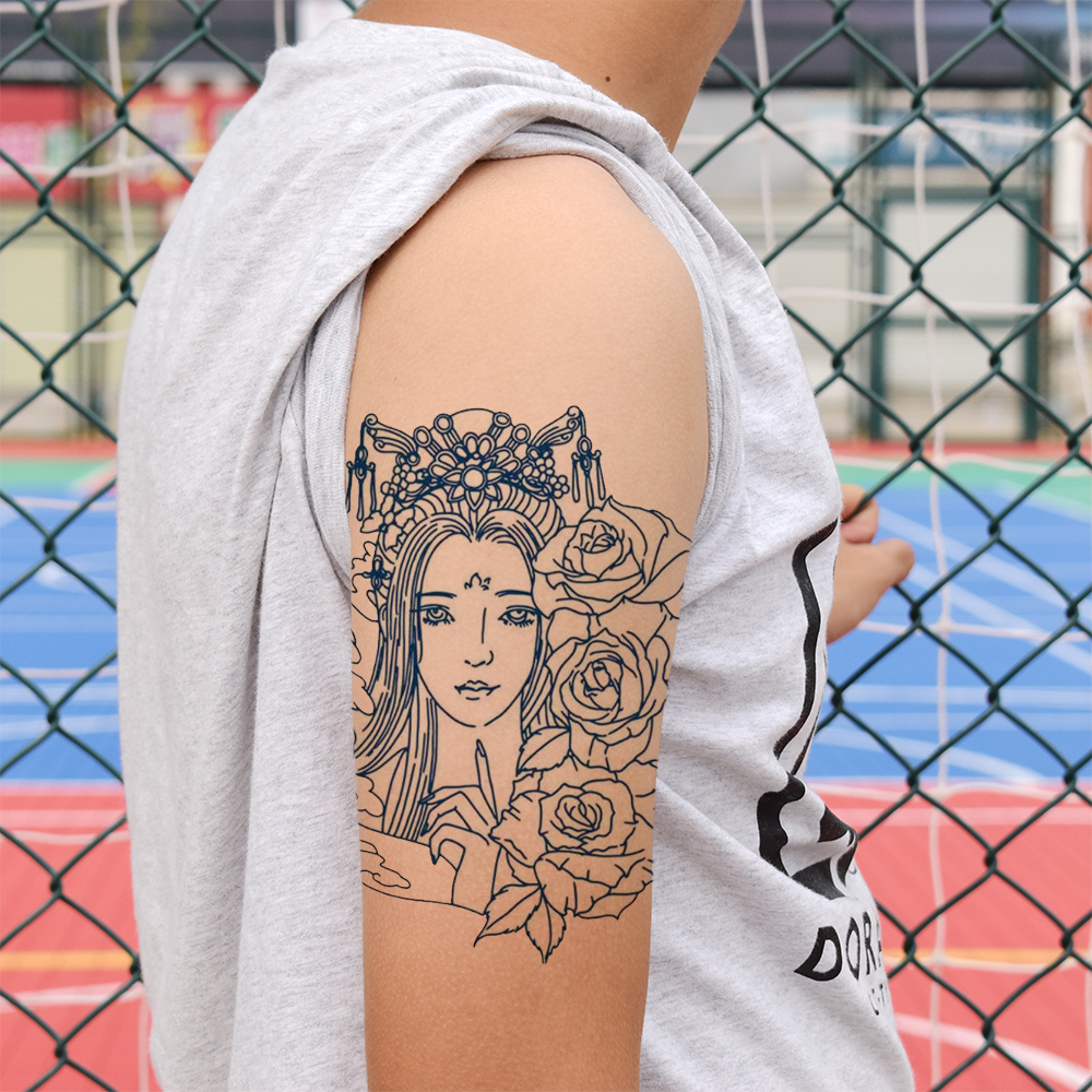 浪莎纹身贴持久 新品 洗不掉草本纹身贴果汁半不反光女防水男持久仿真