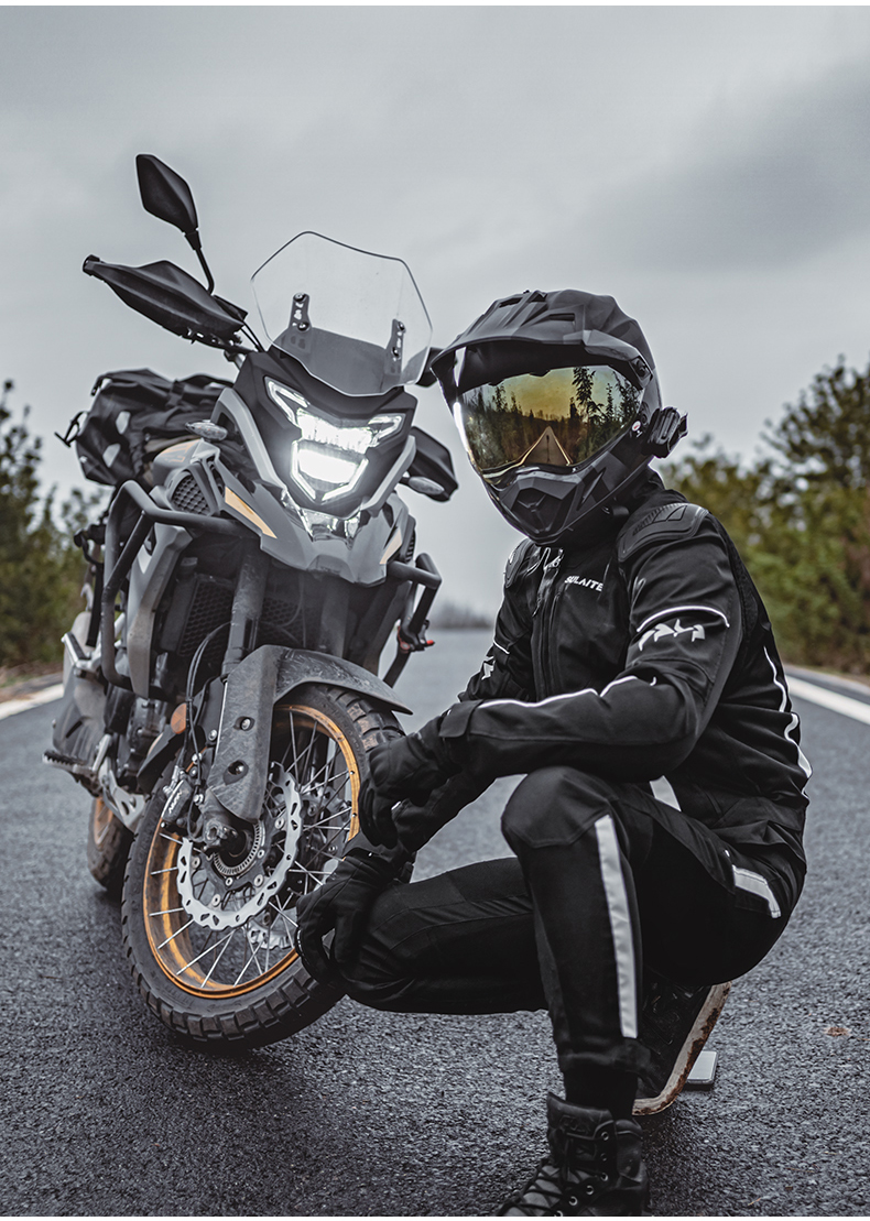 海澜优选 官方品牌国潮 摩托车骑行服男骑士防摔赛车服机车服夹克套装