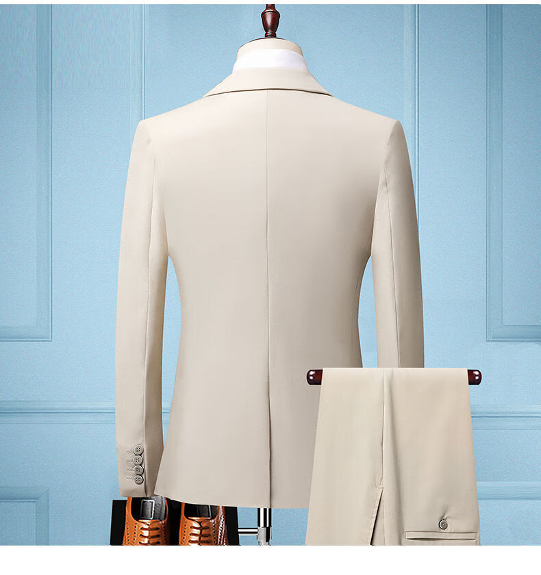 培蒙西服男套装可选三件套秋冬新款小西装伴郎新郎结婚服 深灰色