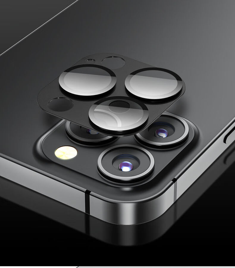 头全包覆保护膜金属一体钢化膜铝合金一体镜头膜闪亮银iphone13promax